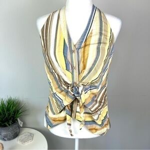 Anthropologie Drew  tank top size small stripe sleeveless button down knit tie